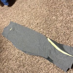 Nike gray and yellow capris wore once